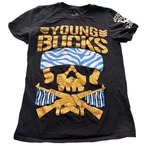 AEW Tees Women Young Bucks Bullet Club T-Shirt S Black Cotton